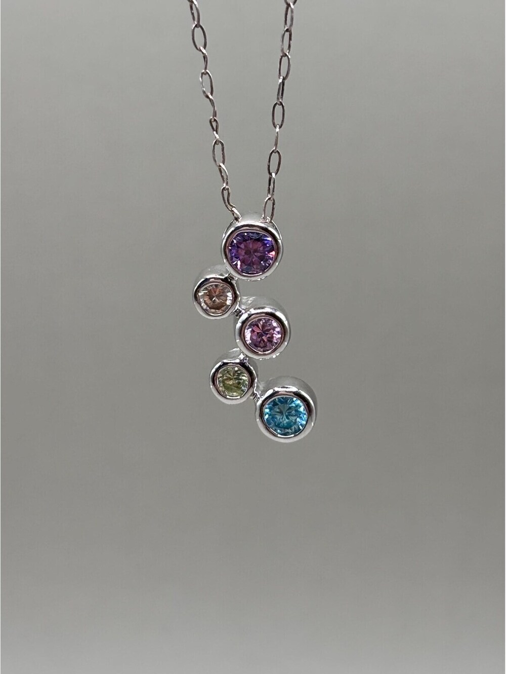 Vintage Sterling Silver Bubble Pendant Necklace